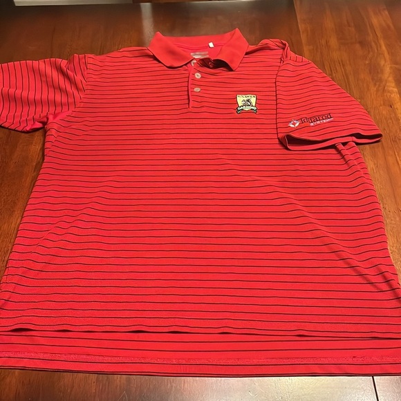 US open oakmont adidas red black stripe polo iditarod systems size XL - Picture 2 of 10